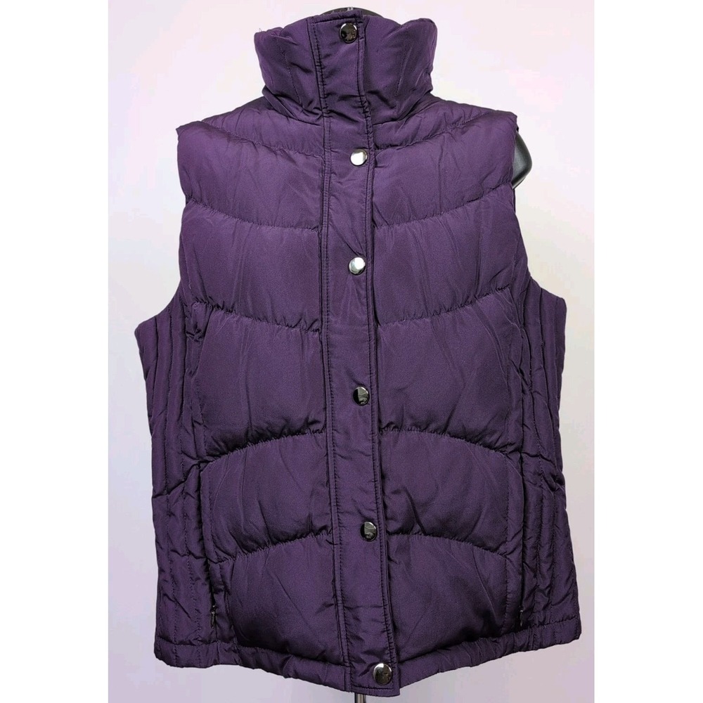 Ladies Kenneth Cole Reaction Purple Zip & Snap Front Vest Sz L 60% Down Filling - Picture 2 of 9